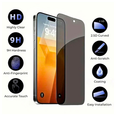 5 Pack Anti-Spy Glass for iPhone 16 15 14 Pro
