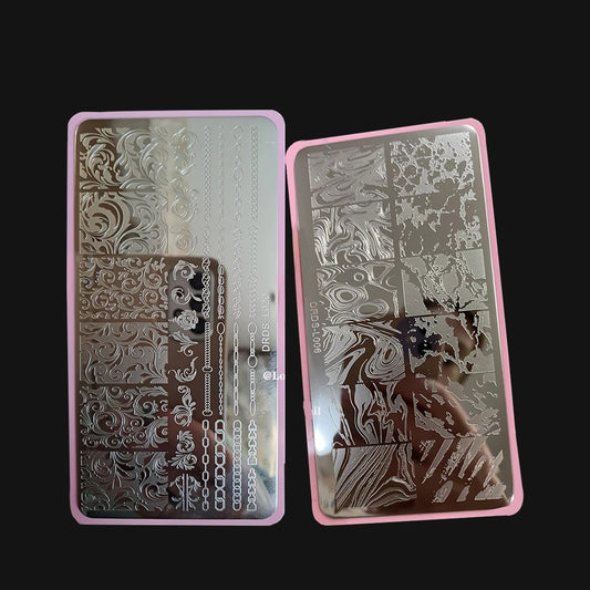 Tree Bark Leaf Nail Stamp Plate – Nature Art Design Template