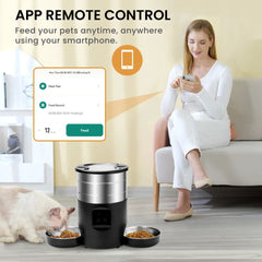 Automatic Pet, Cat & Dog Feeder with Stainless Steel Bowls & 4.5L Capacity