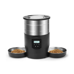 Automatic Pet, Cat & Dog Feeder with Stainless Steel Bowls & 4.5L Capacity