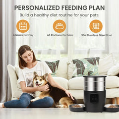 Automatic Pet, Cat & Dog Feeder with Stainless Steel Bowls & 4.5L Capacity