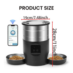 Automatic Pet, Cat & Dog Feeder with Stainless Steel Bowls & 4.5L Capacity