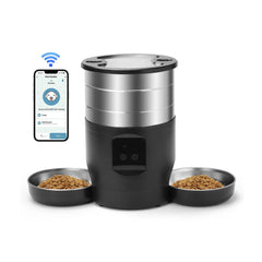 Automatic Pet, Cat & Dog Feeder with Stainless Steel Bowls & 4.5L Capacity