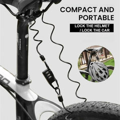 Bike Helmet Cable Lock with 3-Digit Password Code