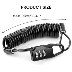 Bike Helmet Cable Lock with 3-Digit Password Code