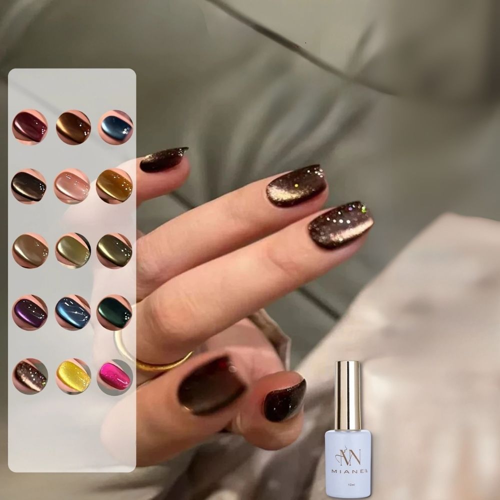 Black Brown Cat Eye Gel Polish - MIANEL 12ML Summer 2025
