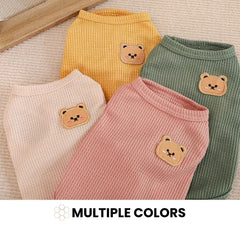 Cozy Knit Dog Sweater with Cute Bear Patch