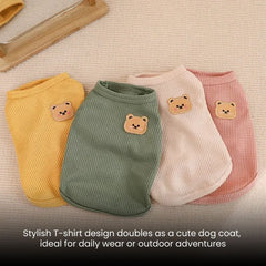 Cozy Knit Dog Sweater with Cute Bear Patch
