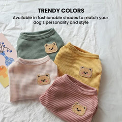 Cozy Knit Dog Sweater with Cute Bear Patch
