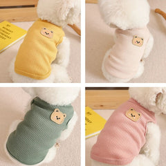 Cozy Knit Dog Sweater with Cute Bear Patch