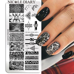 Bubble Nail Art Plate - Flower Leaf Line Stamping Template