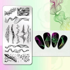 Bubble Nail Art Plate - Flower Leaf Line Stamping Template