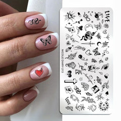 Bubble Nail Art Plate - Flower Leaf Line Stamping Template