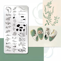 Bubble Nail Art Plate - Flower Leaf Line Stamping Template