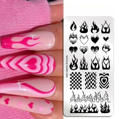 Bubble Nail Art Plate - Flower Leaf Line Stamping Template