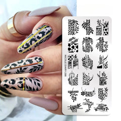 Bubble Nail Art Plate - Flower Leaf Line Stamping Template