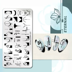 Bubble Nail Art Plate - Flower Leaf Line Stamping Template