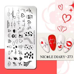 Bubble Nail Art Plate - Flower Leaf Line Stamping Template