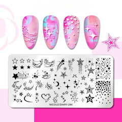 Bubble Nail Art Plate - Flower Leaf Line Stamping Template
