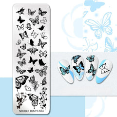 Bubble Nail Art Plate - Flower Leaf Line Stamping Template
