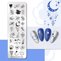 Bubble Nail Art Plate - Flower Leaf Line Stamping Template