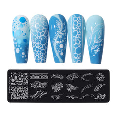 Bubble Nail Art Plate - Flower Leaf Line Stamping Template