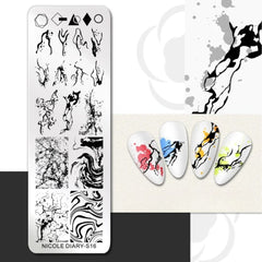 Bubble Nail Art Plate - Flower Leaf Line Stamping Template