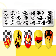 Bubble Nail Art Plate - Flower Leaf Line Stamping Template