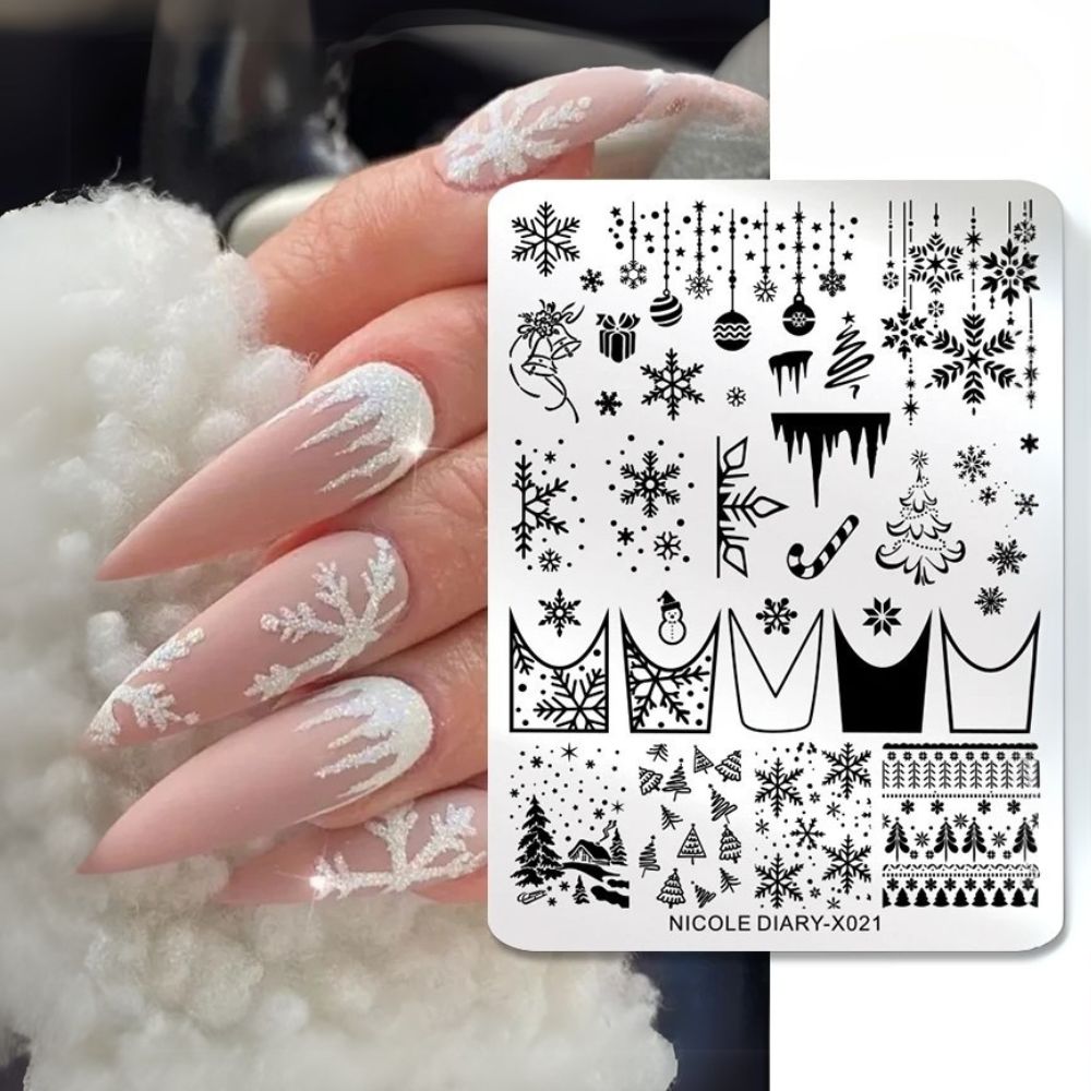 Bubble Nail Art Plate - Flower Leaf Line Stamping Template