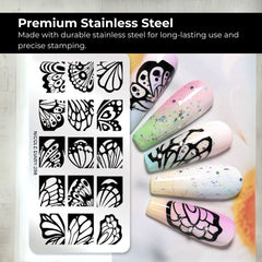 Bubble Nail Art Plate - Flower Leaf Line Stamping Template