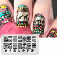 Bubble Nail Art Plate - Flower Leaf Line Stamping Template