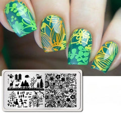 Bubble Nail Art Plate - Flower Leaf Line Stamping Template