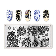 Bubble Nail Art Plate - Flower Leaf Line Stamping Template