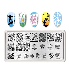 Bubble Nail Art Plate - Flower Leaf Line Stamping Template