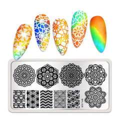Bubble Nail Art Plate - Flower Leaf Line Stamping Template