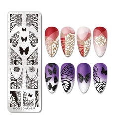 Bubble Nail Art Plate - Flower Leaf Line Stamping Template