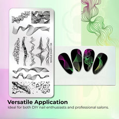 Bubble Nail Art Plate - Flower Leaf Line Stamping Template