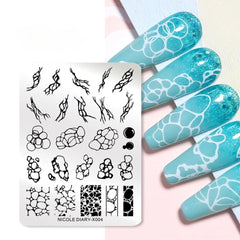 Bubble Nail Art Plate - Flower Leaf Line Stamping Template