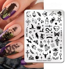Bubble Nail Art Plate - Flower Leaf Line Stamping Template