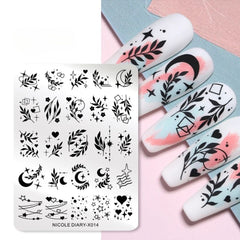 Bubble Nail Art Plate - Flower Leaf Line Stamping Template
