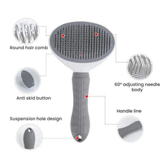 Button Pet Grooming Brush — One-Click Hair Remover