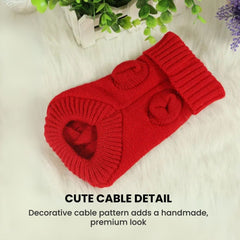 Cable Knit Dog Sweater – Warm Winter Pet Jumper S-XL