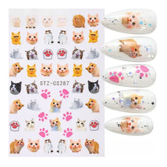 Cat Nail Stickers 3D Kawaii Design for Cute Manicure Charm