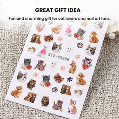 Cat Nail Stickers 3D Kawaii Design for Cute Manicure Charm