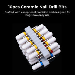 Ceramic Nail Drill Bits Set 10pcs for Manicure Pedicure Tool