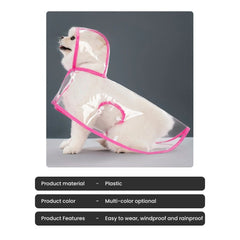 Clear Reflective Dog Raincoat with Harness Hole