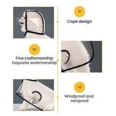Clear Reflective Dog Raincoat with Harness Hole