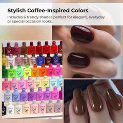 Coffee Series Gel Nail Polish Set - 6pcs UV Manicure Kit