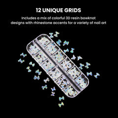 Colorful Resin Bow Nail Charms – 3D DIY Art Set of 12