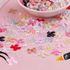Colorful Resin Bow Nail Charms – 3D DIY Art Set of 12
